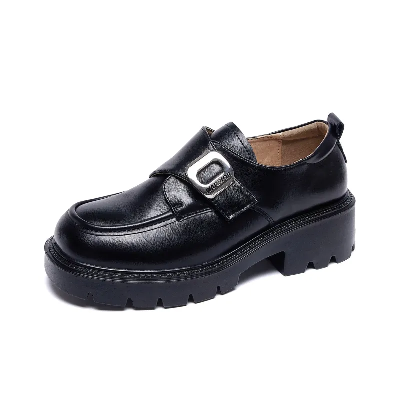 Warrior Synthetic Leather Chunky Heel Mary Jane Shoes 5cm Women's Black-2