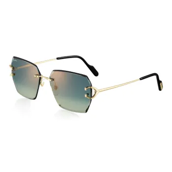 CARTIER Metal Irregular Shape Sunglasses Unisex Gold