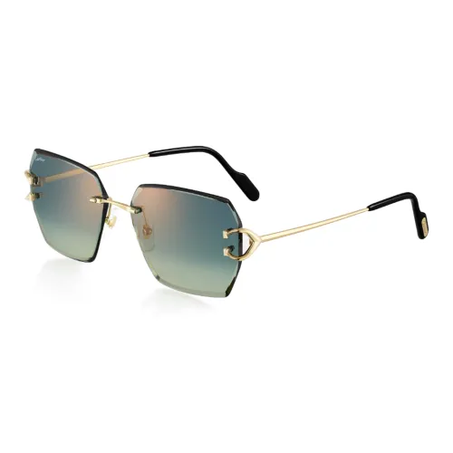 CARTIER Metal Irregular Shape Sunglasses Unisex Gold