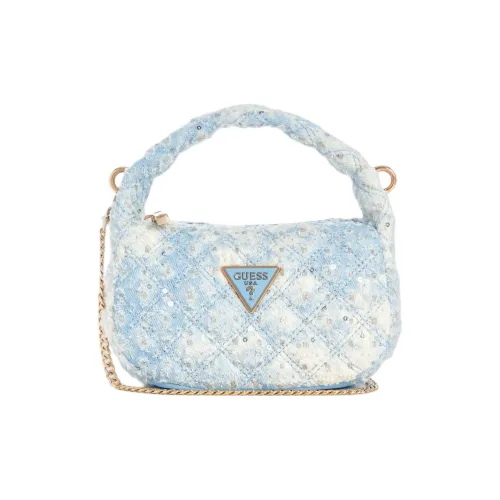 GUESS Sequins Denim Shoulder Bag Crossbody Bag Handbag Mini Women's Blue