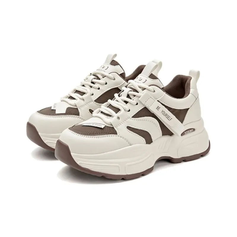 JOSINY Chunky Sneakers Women's Low Top Brown, Beige, Black-10