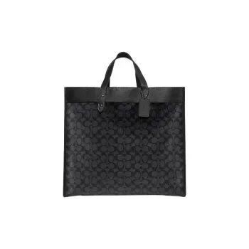 COACH Field Canvas With Leather Tote Bag Shopping Bag Shoulder Bag Crossbody Bag Handbag Large Size Women's Black