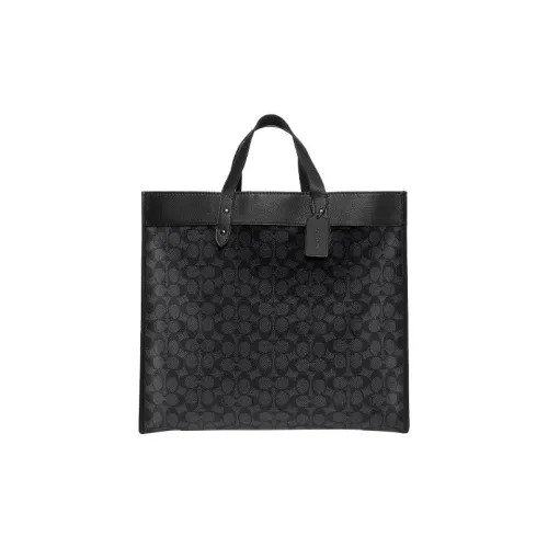 COACH Field Canvas With Leather Tote Bag Shopping Bag Shoulder Bag Crossbody Bag Handbag Large Size Women's Black
