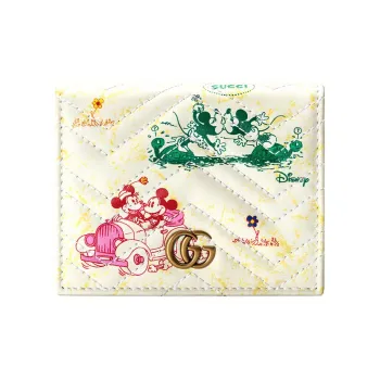 GUCCI GG Marmont Leather Wallets Card Holders Women's Ivory