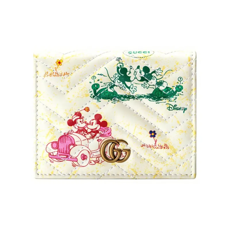 GUCCI GG Marmont Leather Wallets Card Holders Women's Ivory-0