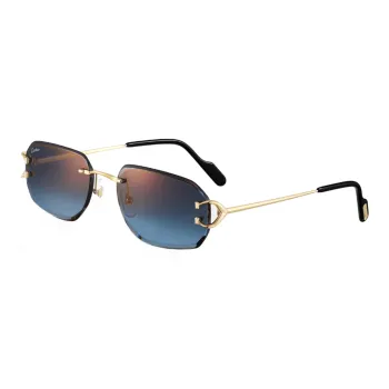 CARTIER Metal Irregular Shape Sunglasses Unisex Gold