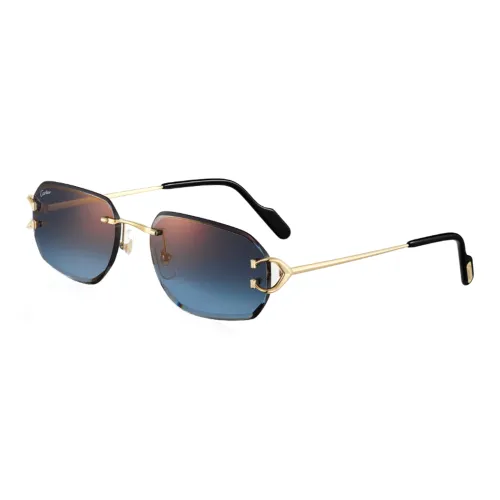 CARTIER Metal Irregular Shape Sunglasses Unisex Gold