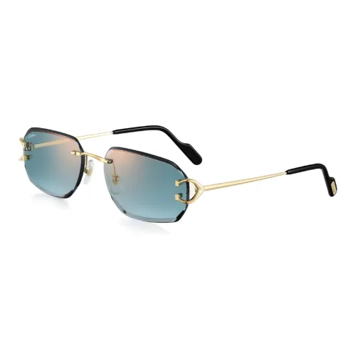 CARTIER Metal Irregular Shape Sunglasses Unisex Gold