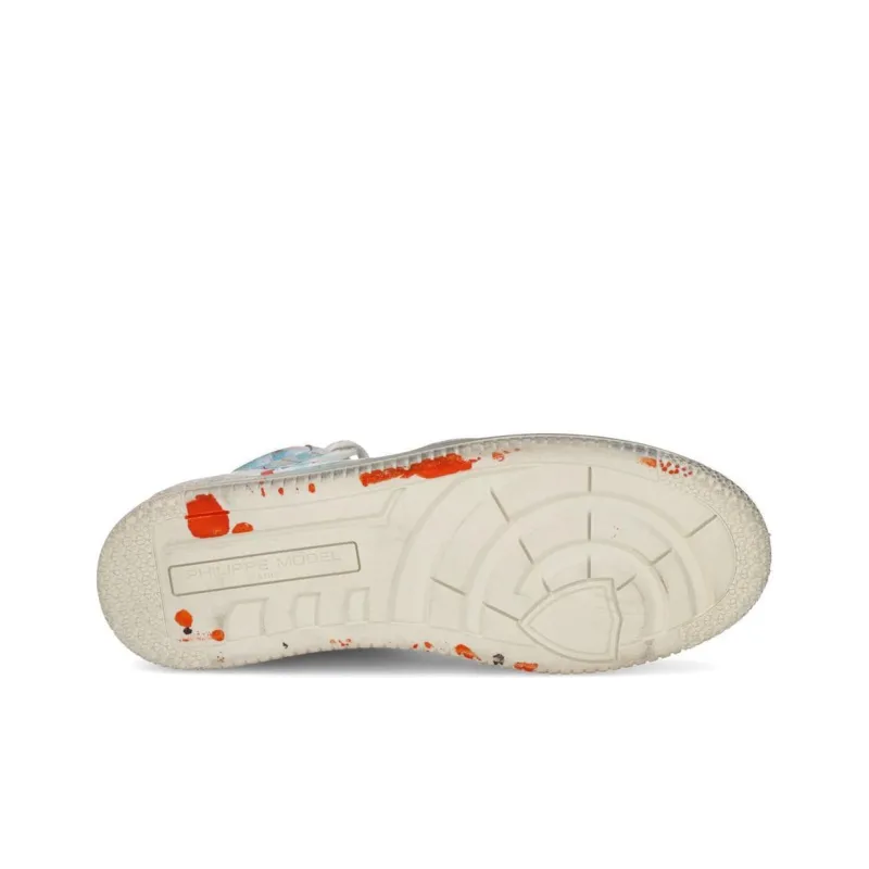 PHILIPPE MODEL High-Top Skateboard Shoes Men's White Blue Orange-3
