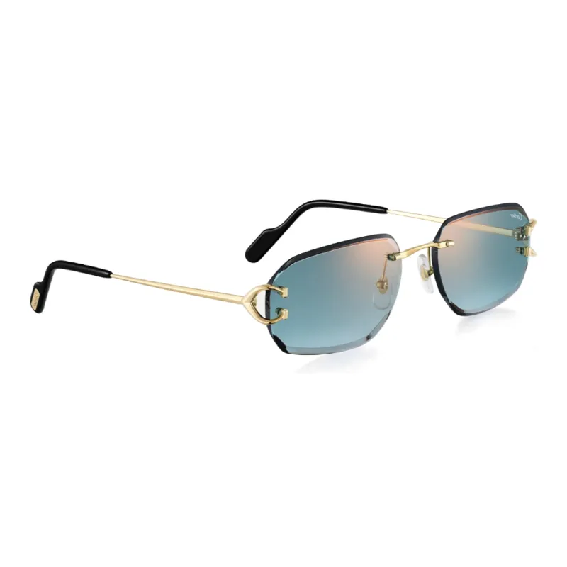 CARTIER Metal Irregular Shape Sunglasses Unisex Gold-2