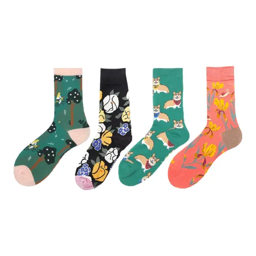 Flowers in water Men Mid-Calf Socks