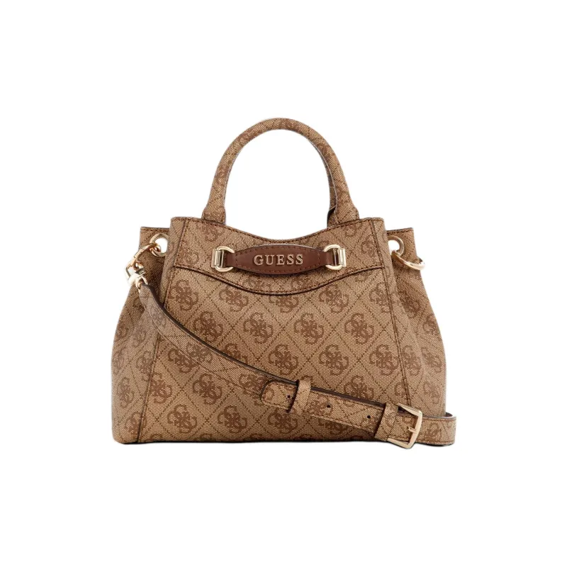 GUESS Canvas Coated With Artificial Leather Handbag Shoulder Bag Crossbody Bag Mini Women's Brown-0