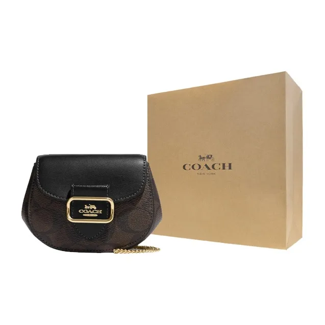 COACH Morgan Canvas With Leather Saddle Bag Shoulder Bag Crossbody Bag Regular Women's Brown Black-6