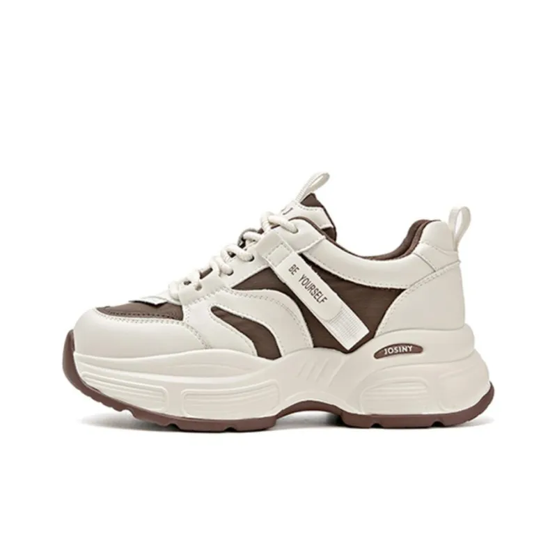 JOSINY Chunky Sneakers Women's Low Top Brown, Beige, Black-9