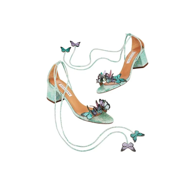 AQUAZZURA Papillon 50mm Iridescent Sandals-4