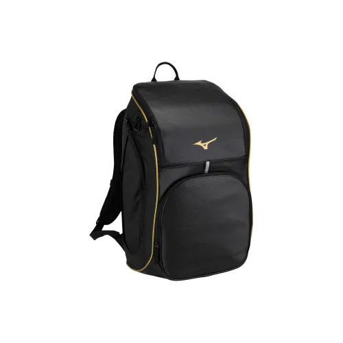 Mizuno Synthetic Leather Backpack Unisex Black & Gold