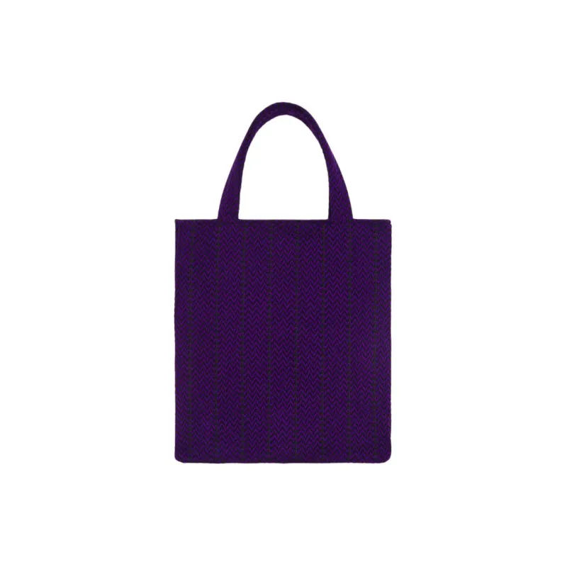 Lanvin Cotton Tote Bag Shopping Bag Handbag Women's Black & Purple-1