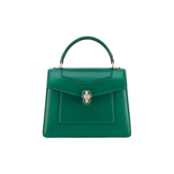 BVLGARI Serpenti Forever Calfskin Shoulder Bag Crossbody Bag Handbag Medium Size Women's Green