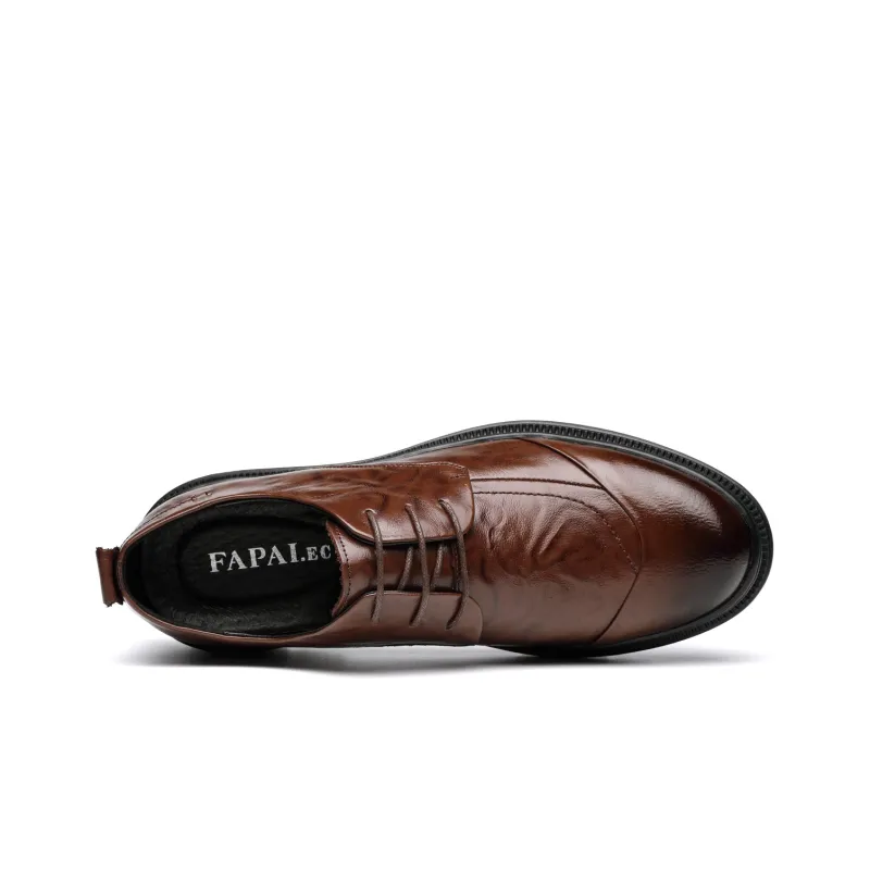 FAPAI Men's Casual Shoes Men Low Top Brown/Black-3
