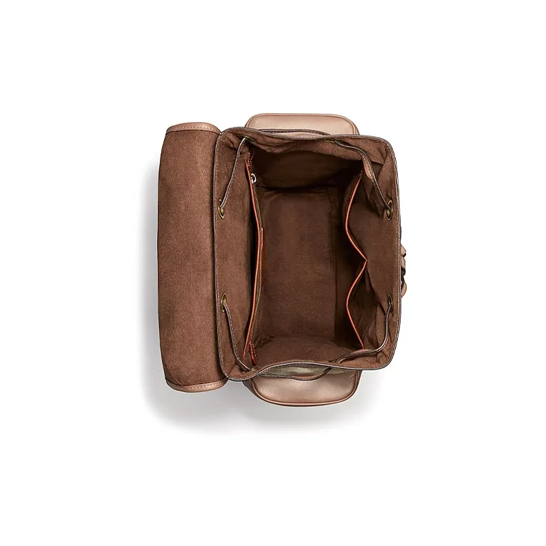 COACH Leather Backpack Tubas Men's Beige & Brown-2