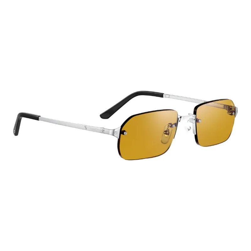 CARTIER Metal Irregular Shape Sunglasses Unisex Silver-2