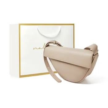 Narandu Cow Leather Irregular-Shaped Bag Crossbody Bag Shoulder Bag Medium Size Women's Jelly Bean/Midnight Black