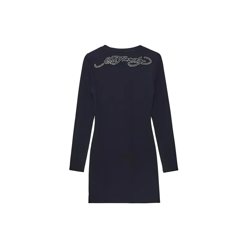 Ed Hardy SS24 Long Sleeved Dresses Women's Black-1