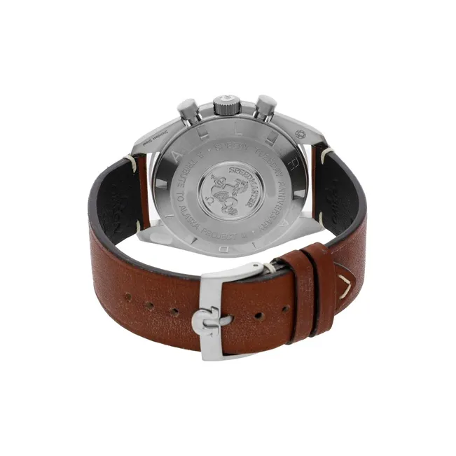 OMEGA Manual Mechanical Movement Men's Watches Watch 42mm Black Dial Stainless Steel Watch Case Cowhide Strap-4