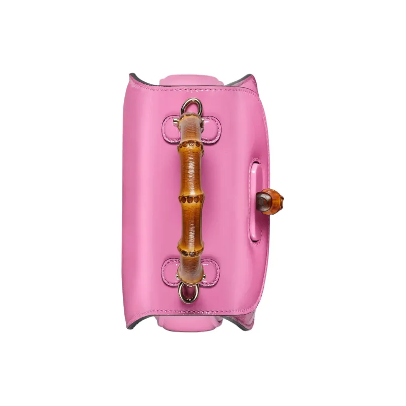 GUCCI Bamboo 1947 Patent Leather Shoulder Bag Crossbody Bag Handbag Mini Women's Pink-6