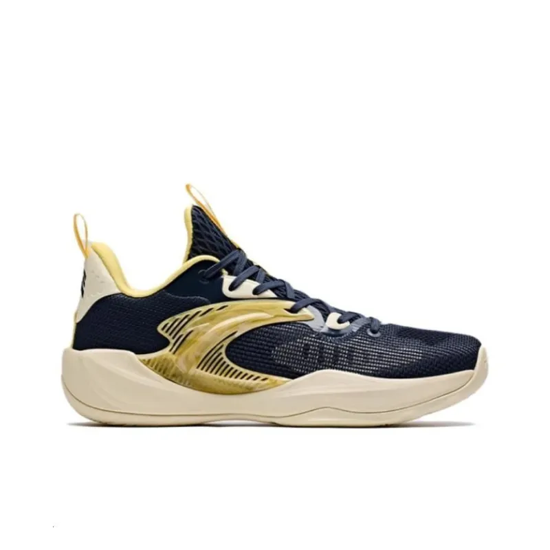 Anta Light Cavalry 9 Cushioning Wear Resistant Low Top Basketball Shoes Men's Blue White Yellow-1
