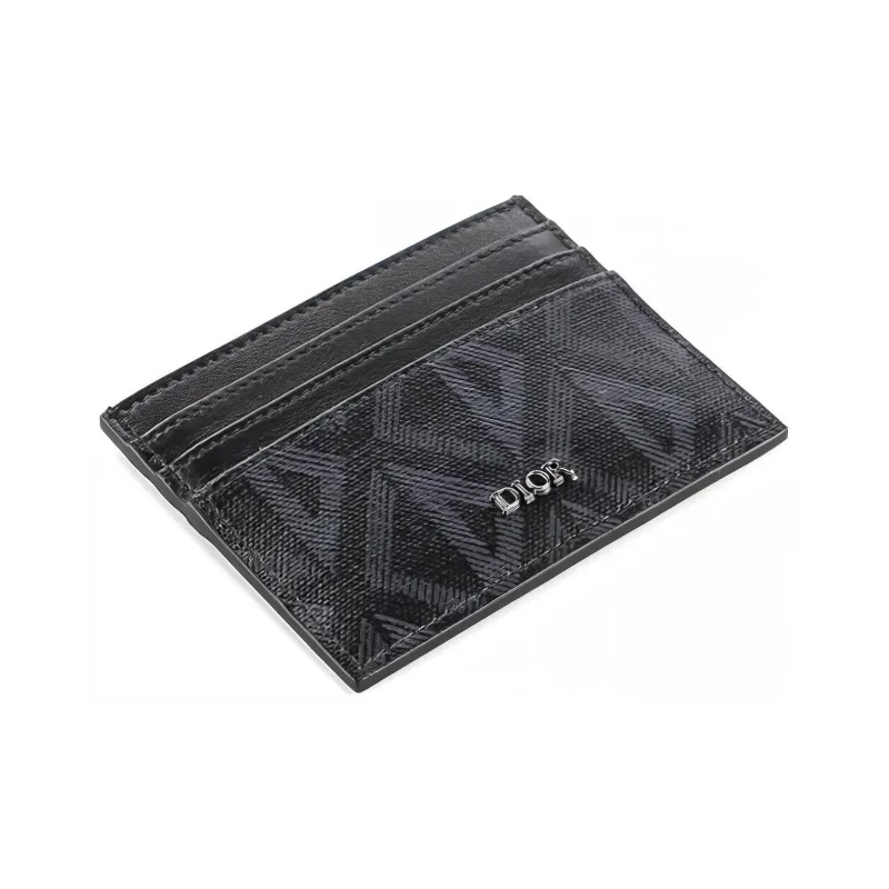 DIOR CD Diamond Canvas With Leather Wallet Card Holder Card Holder Men's Black-2