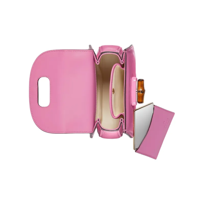 GUCCI Bamboo 1947 Patent Leather Shoulder Bag Crossbody Bag Handbag Mini Women's Pink-7