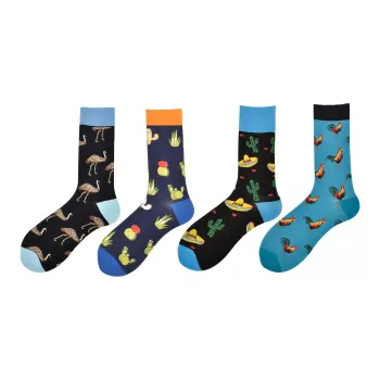 Flowers In Water Mid Calf Socks Men's 4 Pack