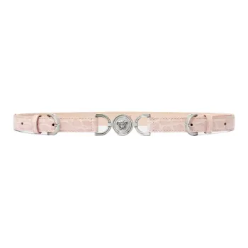 VERSACE Crocodile Pattern Decoration Leather Belts Women's Pink Width 2CM