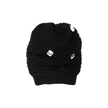 MOSCHINO Embellished Chunky Ribbed-Knit Beanie