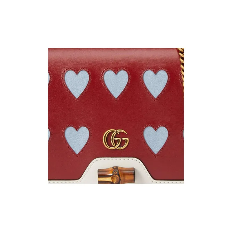 GUCCI Diana Leather Handbag Shoulder Bag Crossbody Bag Mini Women's Red/Blue-6