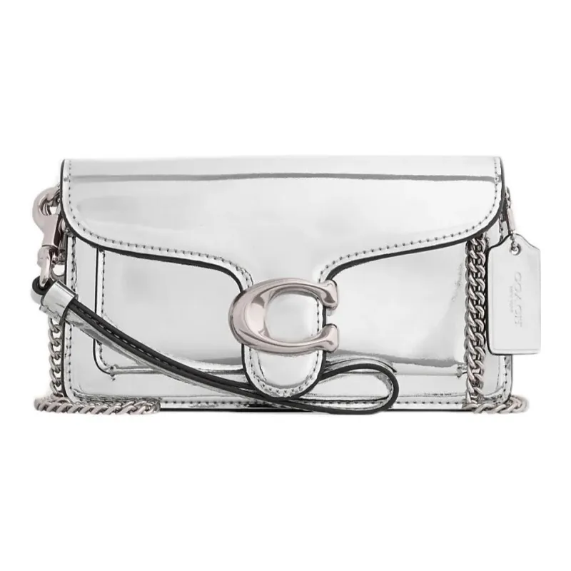 COACH Tabby Leather Messenger Bag, Handbag, Shoulder Bag Women's Silver-0