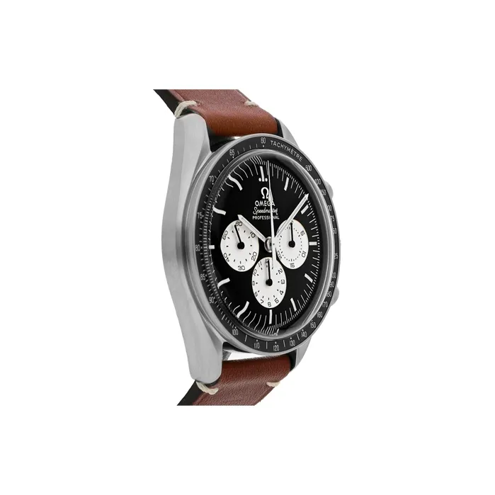 OMEGA Manual Mechanical Movement Men's Watches Watch 42mm Black Dial Stainless Steel Watch Case Cowhide Strap-2