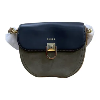 Furla Cow Leather Little Pig Bag Handbag Shoulder Bag Crossbody Bag Small Size Women's Black & Green