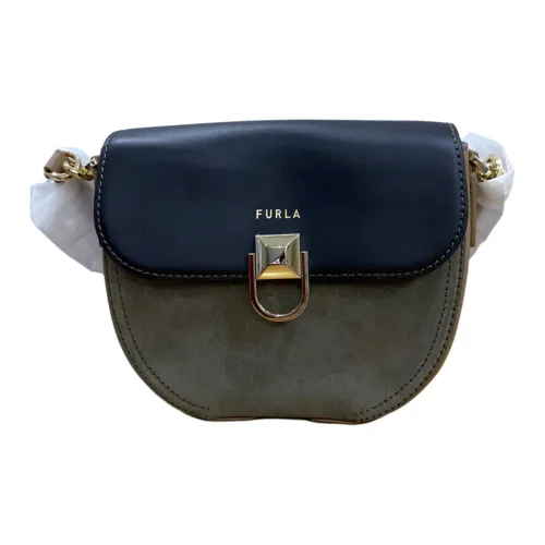 Furla Cow Leather Little Pig Bag Handbag Shoulder Bag Crossbody Bag Small Size Women's Black & Green