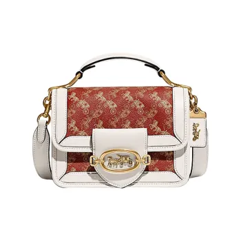 COACH Hero With Cow Leather Handbag, Shoulder Bag, Crossbody Bag Medium Size Women's White & Light Red