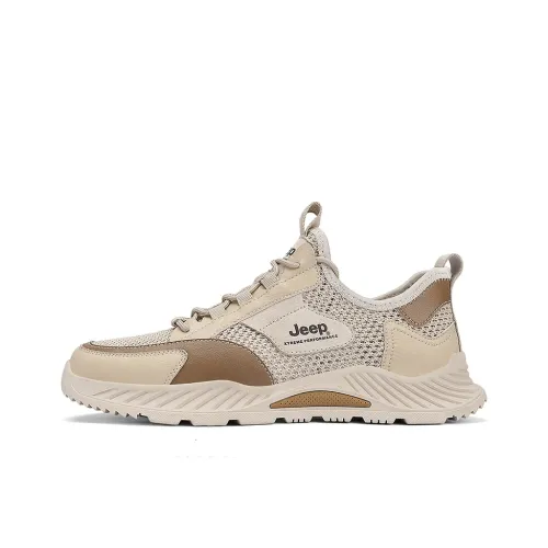 Jeep Abrasion Resistant Breathable Low Top Mountaineering Hiking Shoes Men's Beige