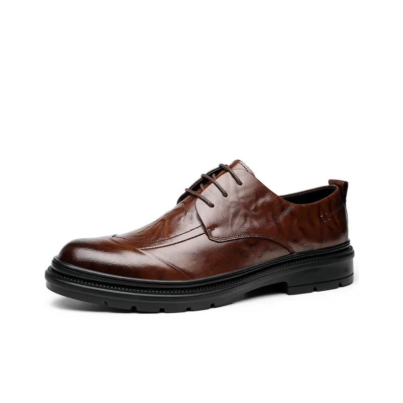 FAPAI Men's Casual Shoes Men Low Top Brown/Black-1
