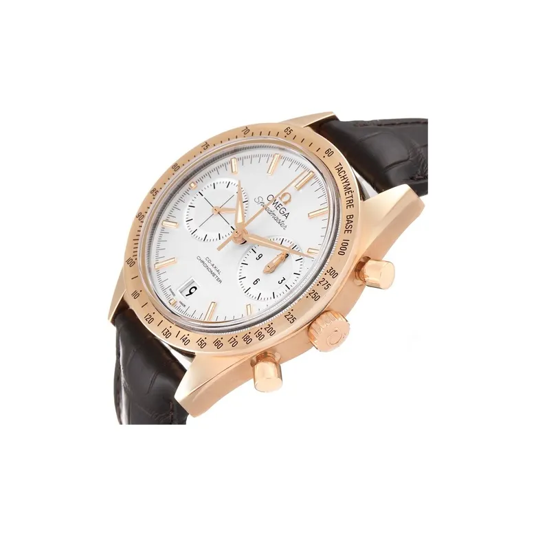 OMEGA Automatic Mechanical Movement Men's Watches Watch 41.5mm Silver Dial K Gold Watch Case Genuine Leather Strap-1