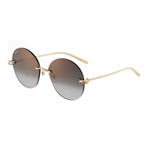 CARTIER Metal Round Sunglasses Unisex Gold