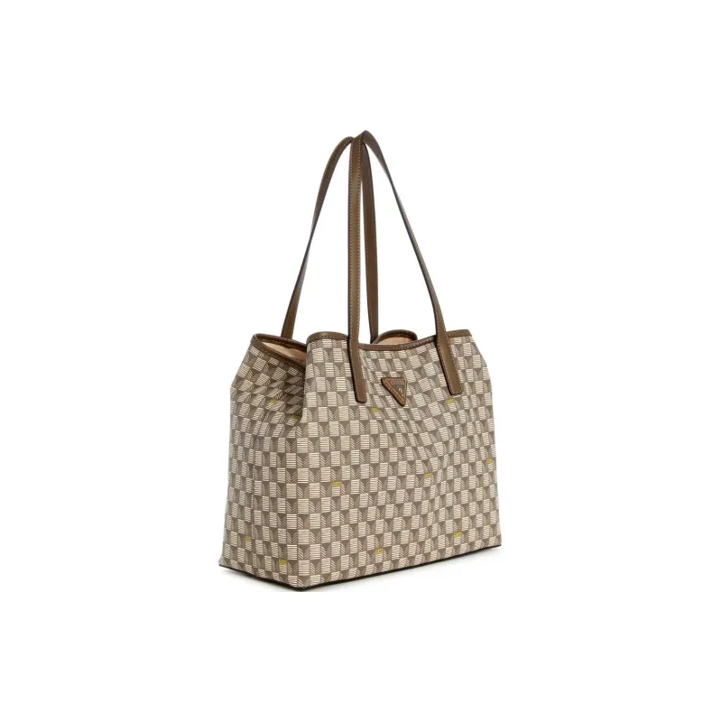 GUESS Artificial Leather Tote Bag Shopping Bag Shoulder Bag Handbag Small Size Women's Brown-1