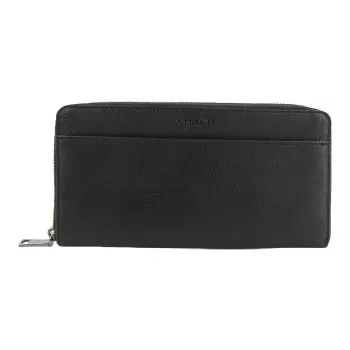COACH Travel Wallet Cow Leather Card Slot Long Wallet Men's Black