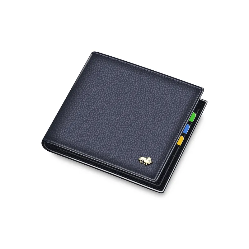 BISON DENIM Cow Leather Wallet Regular Men's Black-4