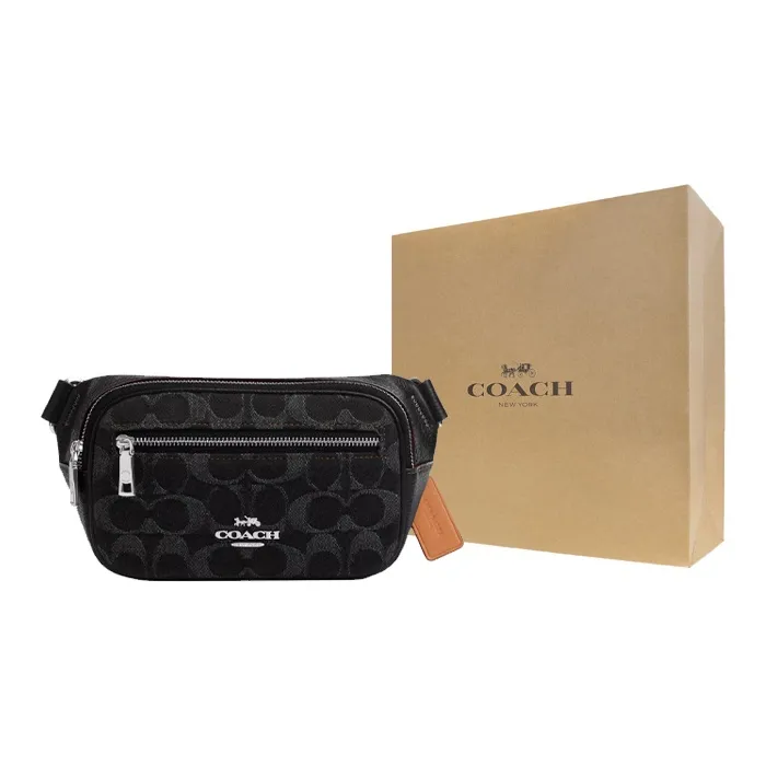 COACH Denim One Shoulder Crossbody Fanny Pack Mini Unisex Black-6