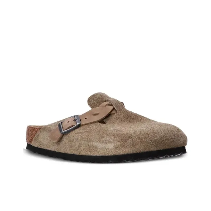 Birkenstock Boston Braided Suede Leather Narrow 'Taupe' Women's-2